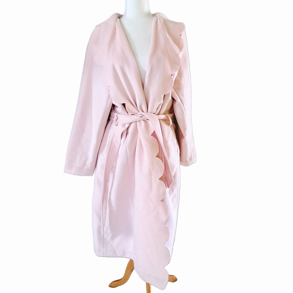 ELOQUII PINK DRAPER JAMES SCALLOP TRIM WRAP COAT SZ 2X - Picture 4 of 9